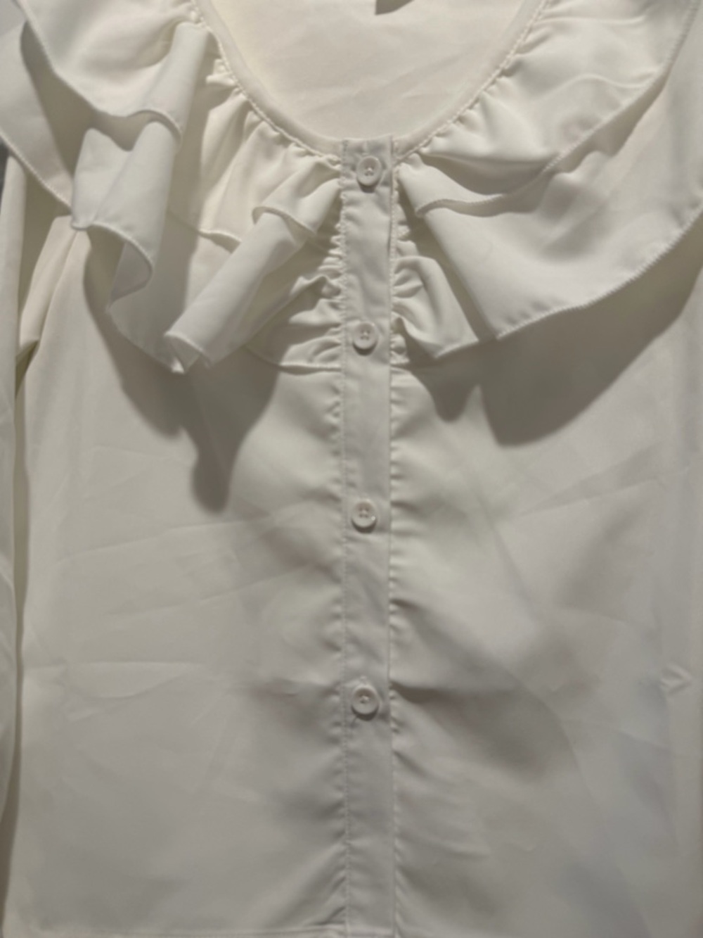 SHEIN White Ruffle Collar Button-Front Top - Picture 3 of 9